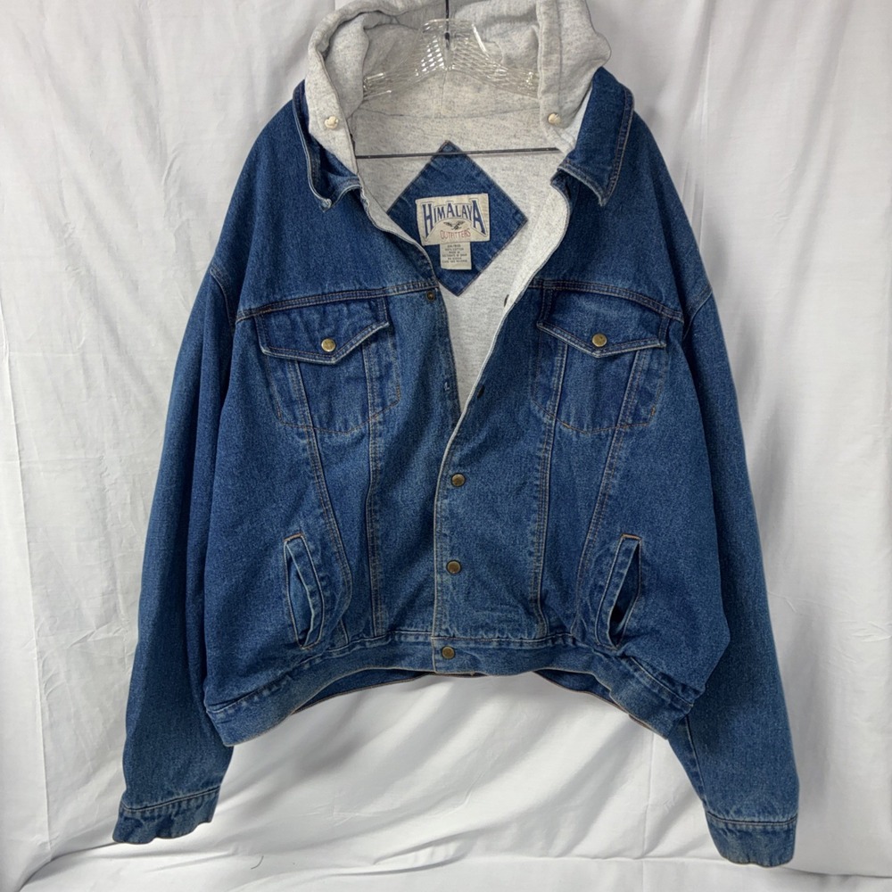 Himalaya Outfitters Mens Hooded Denim Jacket Blue Workwear Size 3X Big - Picture 2 of 16